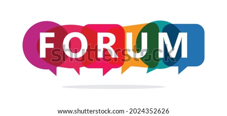 Forum text on coloured speech bubbles, vector illustration