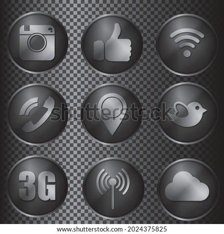 Icons for social networking vector illustration in flat