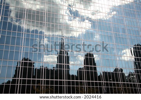 New York Skyline Reflection in Glass Building