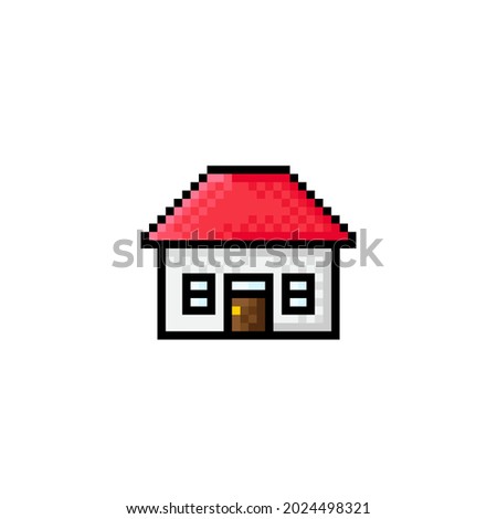 House pixel art. Vector illustration.