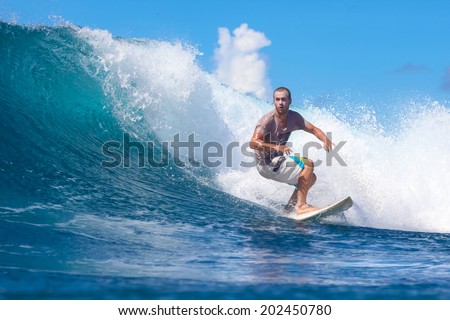 Surfing a Wave. Lombok Island. Indonesia.