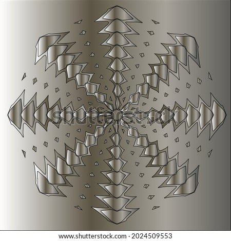 Metal mandala. Steel industrial polished pattern
