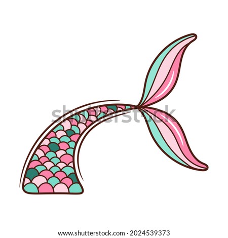 Hand drawn mermaid tail. Vector illustration