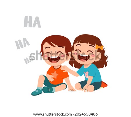 cute little boy laugh together with friend Royalty-Free Stock Photo #2024558486