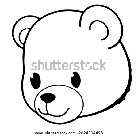 Black and white cute cartoon bear head. Coloring book for the children. Vector illustration