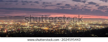 Panorama of Silicon Valley City Lights at Night