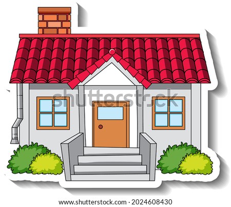 Sticker template with a single house isolated illustration