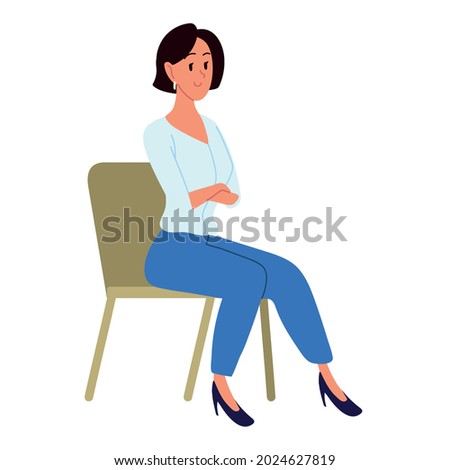 woman sits on chair isolated style