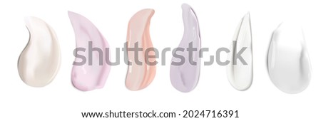 Cream texture stroke isolated on transparent background. Facial creme, foam, gel or body lotion skincare icon. Vector face cream cosmetic product smear swatch. Royalty-Free Stock Photo #2024716391