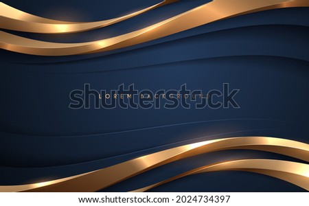 Abstract blue and gold waved shapes background Royalty-Free Stock Photo #2024734397