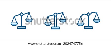 Scale of justice line icon vector set. Leaning on one side scale of justice symbol illustration. Unfair law court symbol icon. Royalty-Free Stock Photo #2024747756