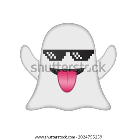 Ghost emoji vector illustration isolated. Ghost emoticon on white background.
