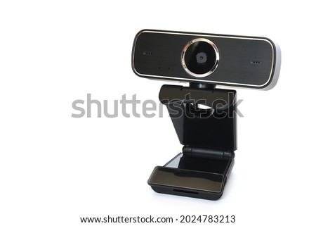 Black computer webcam isolated on white background Royalty-Free Stock Photo #2024783213