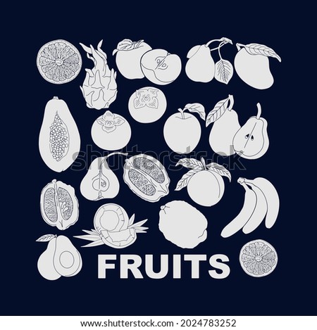Fruit set for use in product logos. Vector.