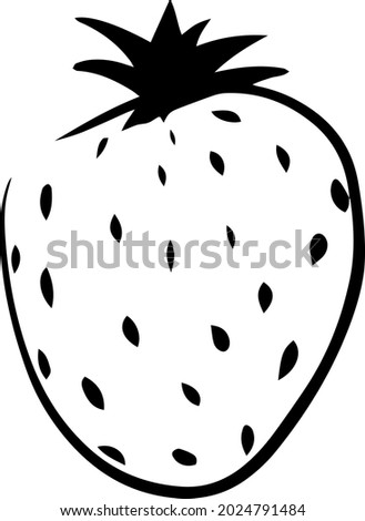 Vector isolated lineart style black color strawberry. Design element