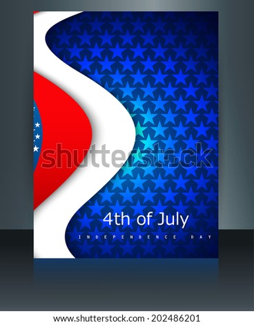 Beautiful 4th of July United States of America brochure with template reflection wave holiday vector