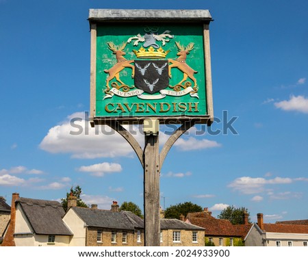 Traditional sign in the beautiful village of Cavendish in Suffolk, UK.