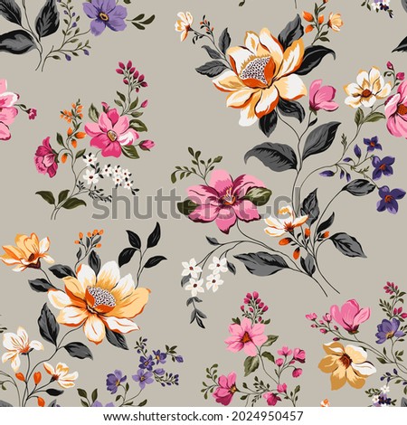Seamless texture with flowers and leaves      