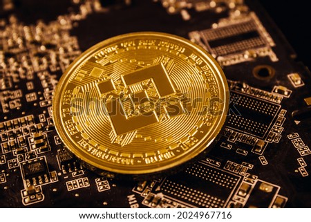 Binance BNB coin over graphic videocard