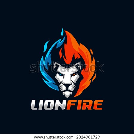 lion fire logo vector symbol