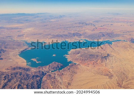 Aerial view of the Lake Mead National Recreation Area at Nevada Royalty-Free Stock Photo #2024994506