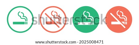 Smoking area and non smoking area icon symbol on circle design.