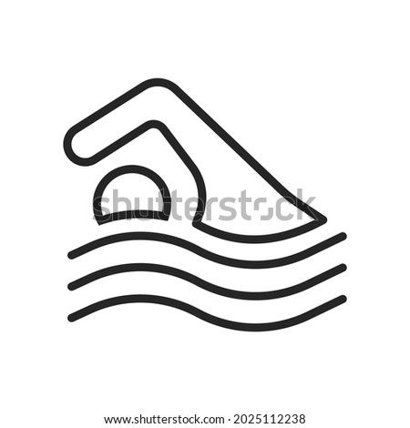 Swimming man pictogram vector line icon - High quality swim symbol isolated on white background