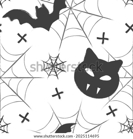 Pattern Halloween Cat Web Bat