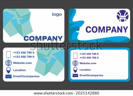 business card personal card white and blue abstract design