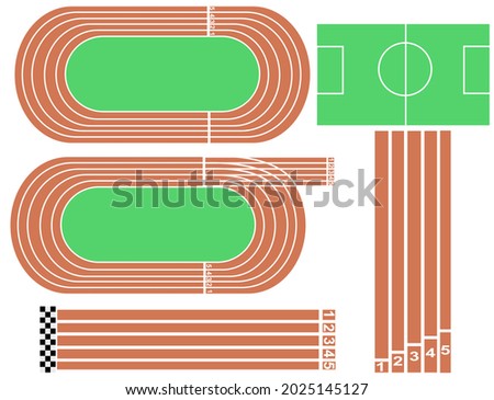 Running track field or athletic stadium.Playground for runner or soccer.Marathon race.Road lane.Sport concept.Sign, symbol, icon or logo isolated.Flat design.Cartoon vector illustration.
