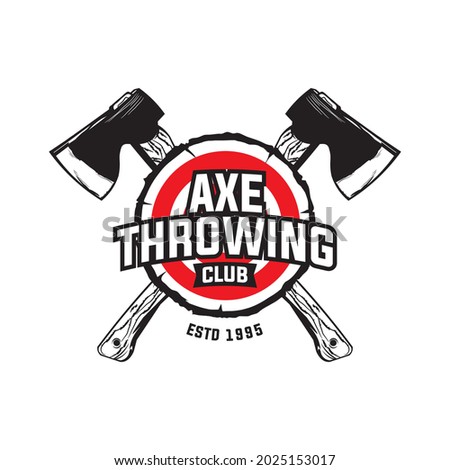 Axe Throwing in wood target, perfect for axe club logo design and t shirt design Royalty-Free Stock Photo #2025153017