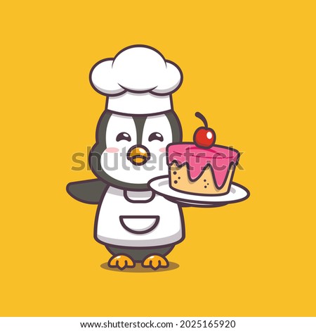 cute penguin chef. cute vector design character. Vector isolated flat illustration for poster, brochure, web, mascot, sticker, logo and icon.