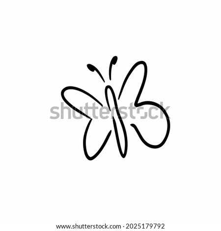 Butterfly Hand Drawing. Tattoo Design. Stencil Vector Illustration