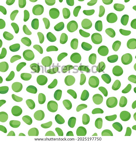 Green split peas vector cartoon seamless pattern for template farmer market design, label and packing. Natural energy protein organic super food. Royalty-Free Stock Photo #2025197750