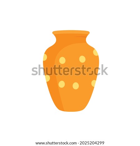 Ceramic vase collection. Colored ceramics vase object, antique pottery cup with abstract pattern isolated on white vector illustration Royalty-Free Stock Photo #2025204299