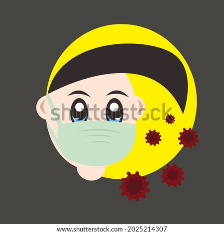 A vector illustration of preventing the covid-19 virus by wearing a mask, perfect for health books and magazines, for illustration on t-shirts, bags, jackets and for other business purposes.