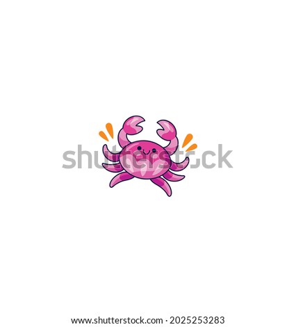 Crab Sticker Icon Isolated On White Background