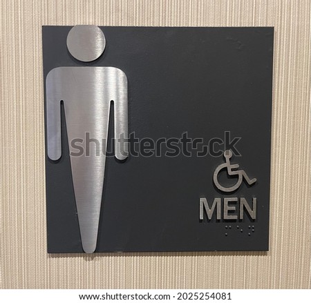 Black and Silver Men’s bathroom sign with Handicap Logo