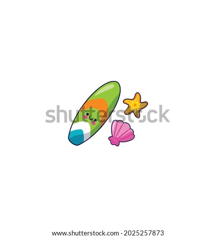 Surfboard Sticker Icon Isolated On White Background