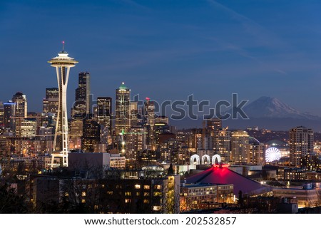 Seattle city view at night