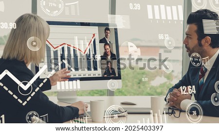 Imaginative visual of business people and financial firms staff . Concept of human resources , enterprise resource planning ERP and digital technology .