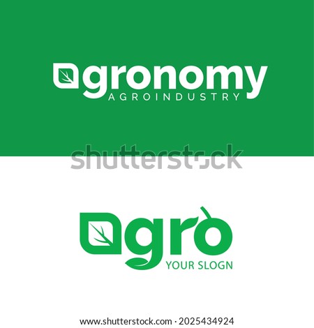 Agronomy green leaf farm logo branding Royalty-Free Stock Photo #2025434924