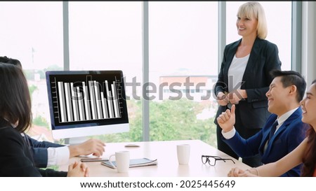 Business visual data analyzing technology by creative computer software . Concept of digital data for marketing analysis and investment decision making .