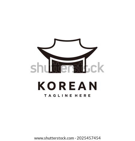 Hanok traditional korean house logo design icon vector Royalty-Free Stock Photo #2025457454