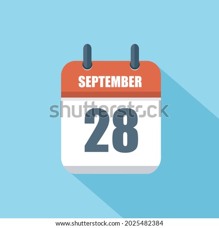 Month of September. Vector flat daily square calendar icon. Date and time, day, month. Holiday. Season.