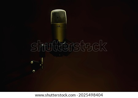Dark tone with condenser microphone. Microphone in the recording room.