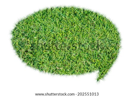 Abstract green grass bubble talk isolate on over white background