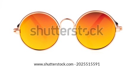Color Gradient Retro Vintage Round Circle Lens Sunglasses isolated on white background. Royalty-Free Stock Photo #2025515591