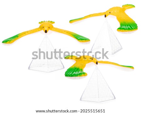 Collection of Toy gravity balance Bird eagle isolated on white background.