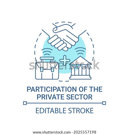 Participation of private sector blue concept icon. Business and government alliance abstract idea thin line illustration. Long term relations. Vector isolated outline color drawing. Editable stroke Royalty-Free Stock Photo #2025557198